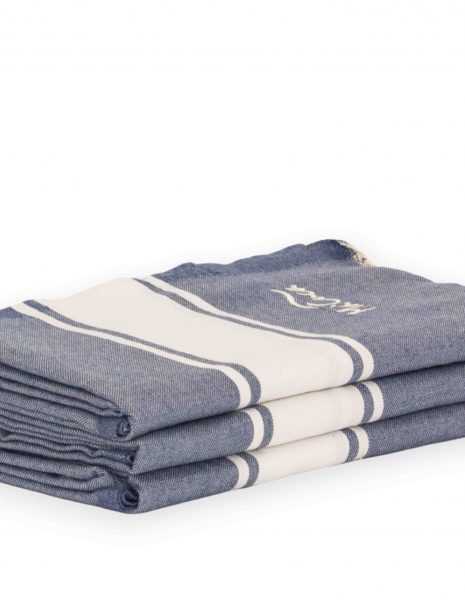 Toalla de playa Corfu 2x1m. — Color: Azul Jean | Blanco