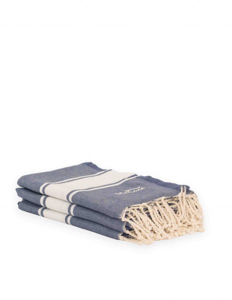 Toalla de playa Corfu 2x1m. — Color: Azul Jean | Blanco