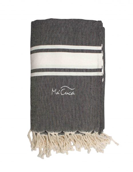 Toalla de playa Corfu 2x1m. — Color: Negro | Blanco