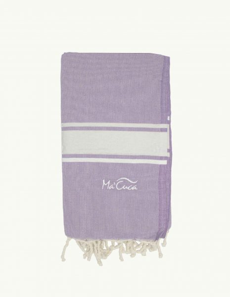 Toalla de playa Corfu 2x1m. — Color: Lila | Blanco
