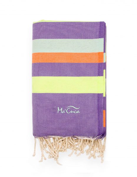 Fouta Siros 2x2 m. — Color: Lila | Amarillo fluor
