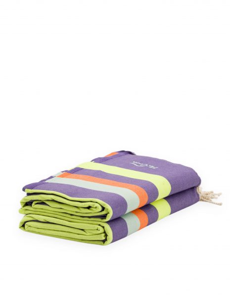 Fouta Siros 2x2 m. — Color: Lila | Amarillo fluor
