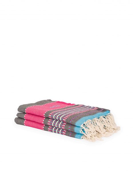 Fouta Afra 2x1m — Color: Gris oscuro | Fucsia