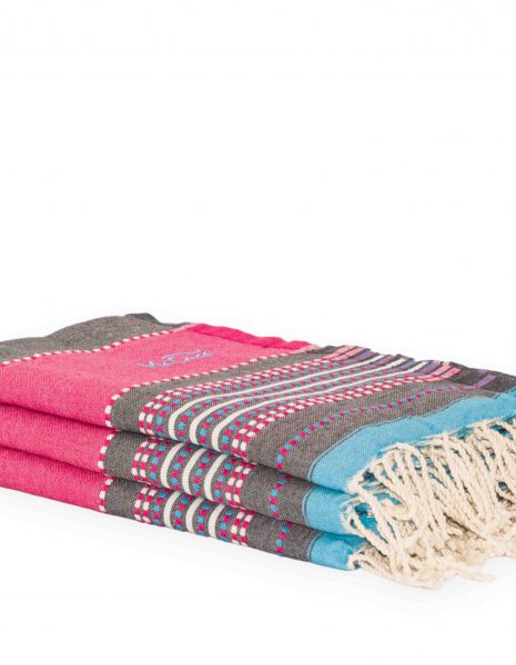 Fouta Afra 2x1m — Color: Gris oscuro | Fucsia