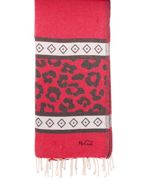 Fouta Leopardo 2x1 m. — Color: Rojo