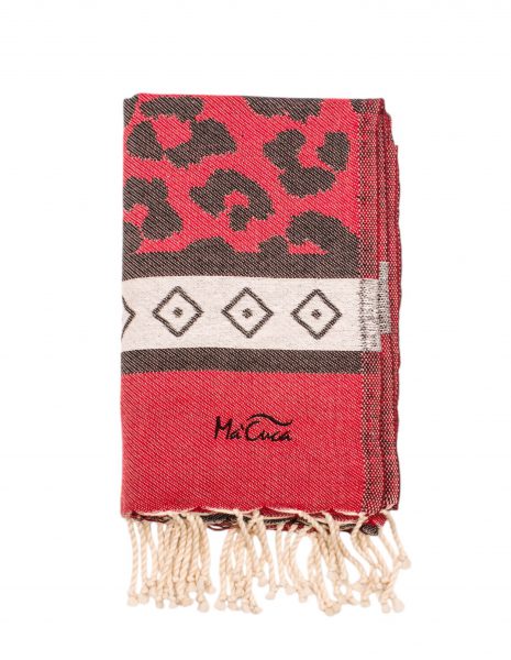 Fouta Leopardo 2x1 m. — Color: Rojo