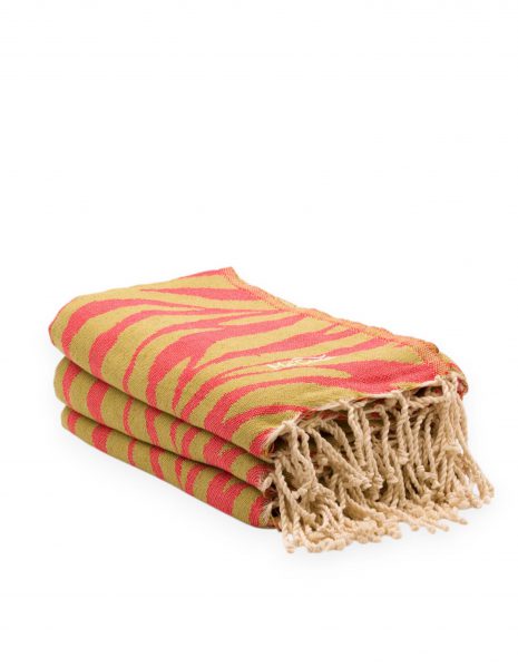 Fouta Zebra 2x1 m. — Color: Coral|Beige|Kaki