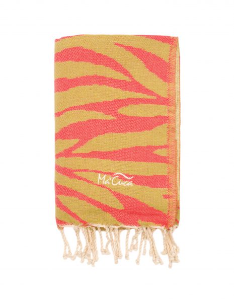 Fouta Zebra 2x1 m. — Color: Coral|Beige|Kaki