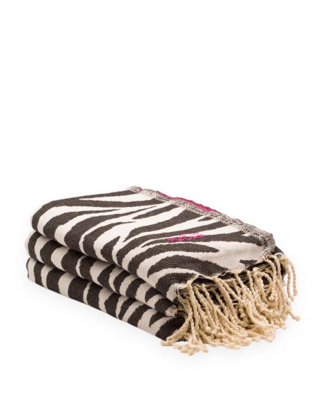 Fouta Zebra 2x1 m. — Color: Blanco|Fucsia