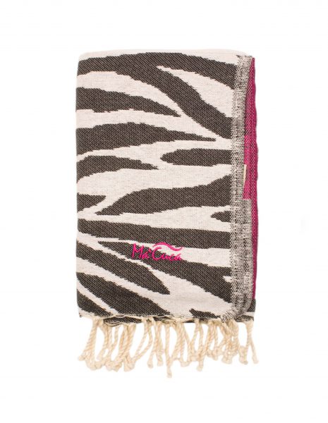 Fouta Zebra 2x1 m. — Color: Blanco|Fucsia