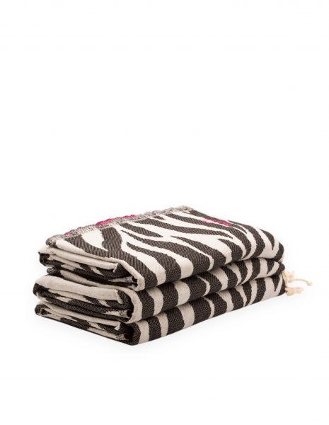 Fouta Zebra 2x1 m. — Color: Blanco|Fucsia