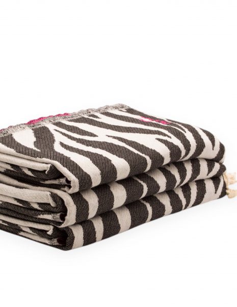 Fouta Zebra 2x1 m. — Color: Blanco|Fucsia