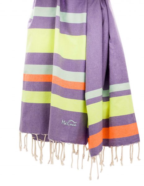 Fouta Siros 2x1 m. — Color: Lila | Amarillo fluor