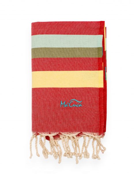 Fouta Siros 2x1 m. — Color: Rojo|Limon