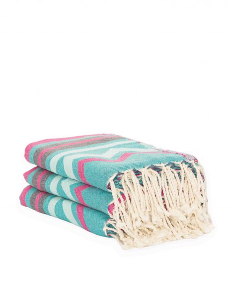 Fouta Bora Bora 2x1m. — Color: Esmeralda|Fucsia