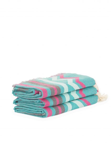 Fouta Bora Bora 2x1m. — Color: Esmeralda|Fucsia