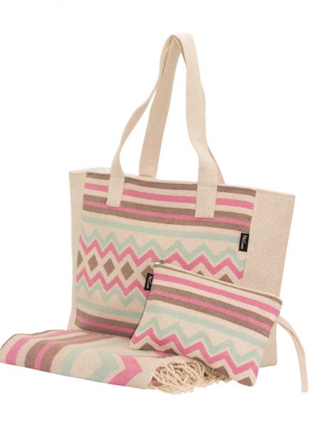 Bolso playa Bora Bora — Color: Beige | Rosa