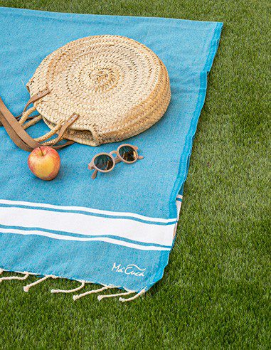 Toalla de playa Corfu 2x1m. — Color: Turquesa | Blanco