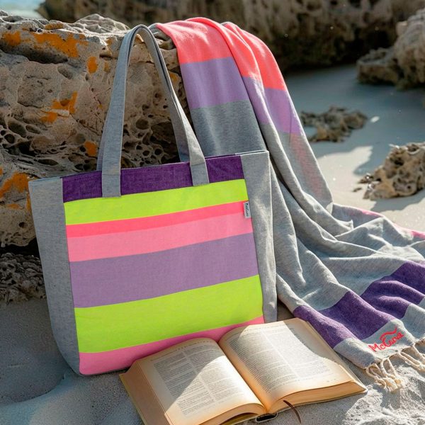 Bolso de playa Malta — Color: Violeta | Verde manzana | Rosa | Gris