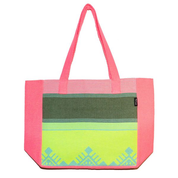 Bolso de playa Moana — Color: Verde | Verde flúor | Rosa
