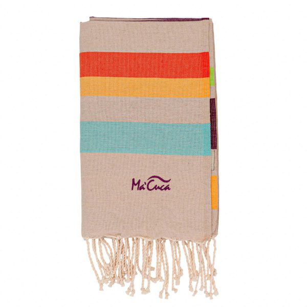 Fouta Siros 2x1 m. — Color: Beige | Verde agua | Amarillo