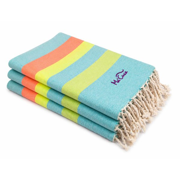 Fouta Siros 2x1 m. — Color: Verde agua | Pistacho | Verde flúor