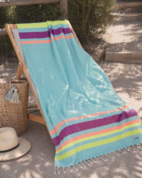 Fouta Siros 2x1 m. — Color: Verde agua | Pistacho | Verde flúor