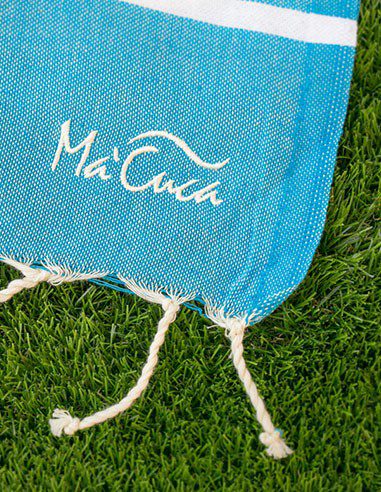 Toalla de playa Corfu 2x1m. — Color: Turquesa | Blanco